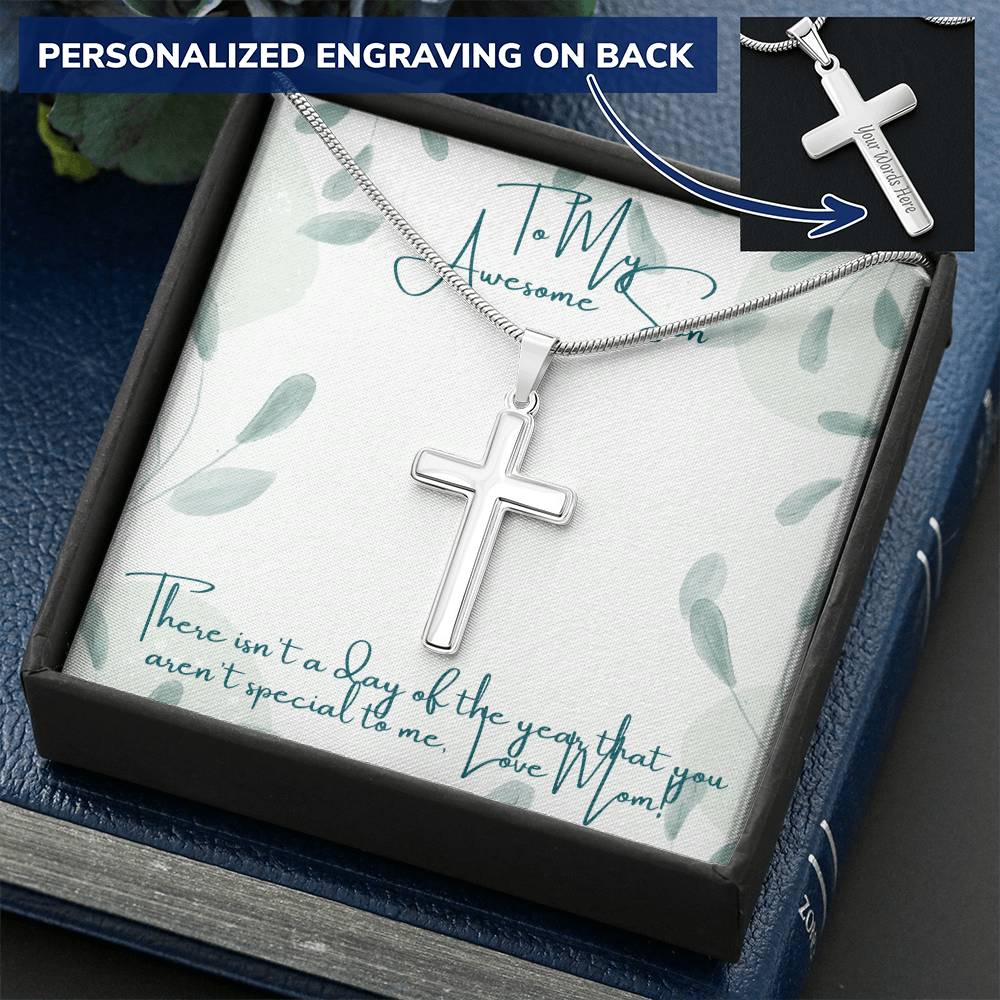 Awesome Son Cross Necklace Customize Engraved Cross Necklace