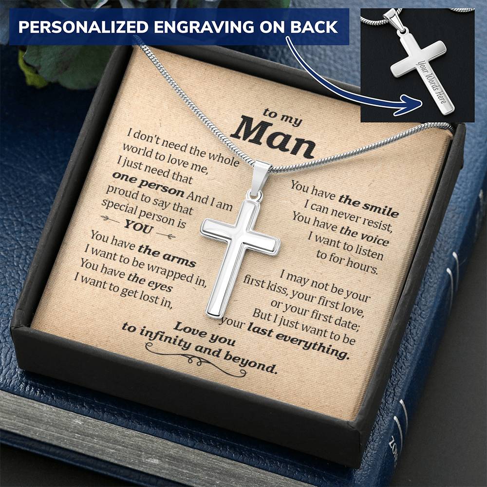 For Your Man - Special Person - Cross Customize Engraved Cross Necklace
