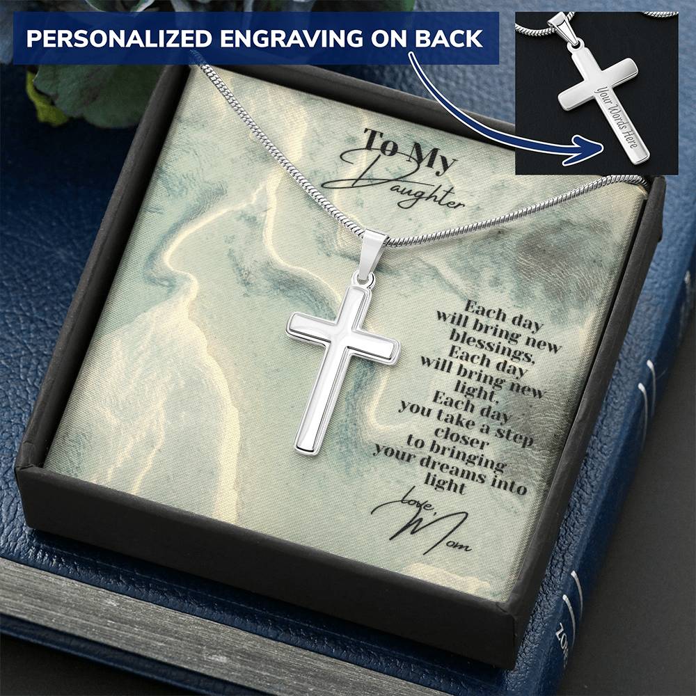 Each Day Customize Cross Necklace Customize Engraved Cross Necklace
