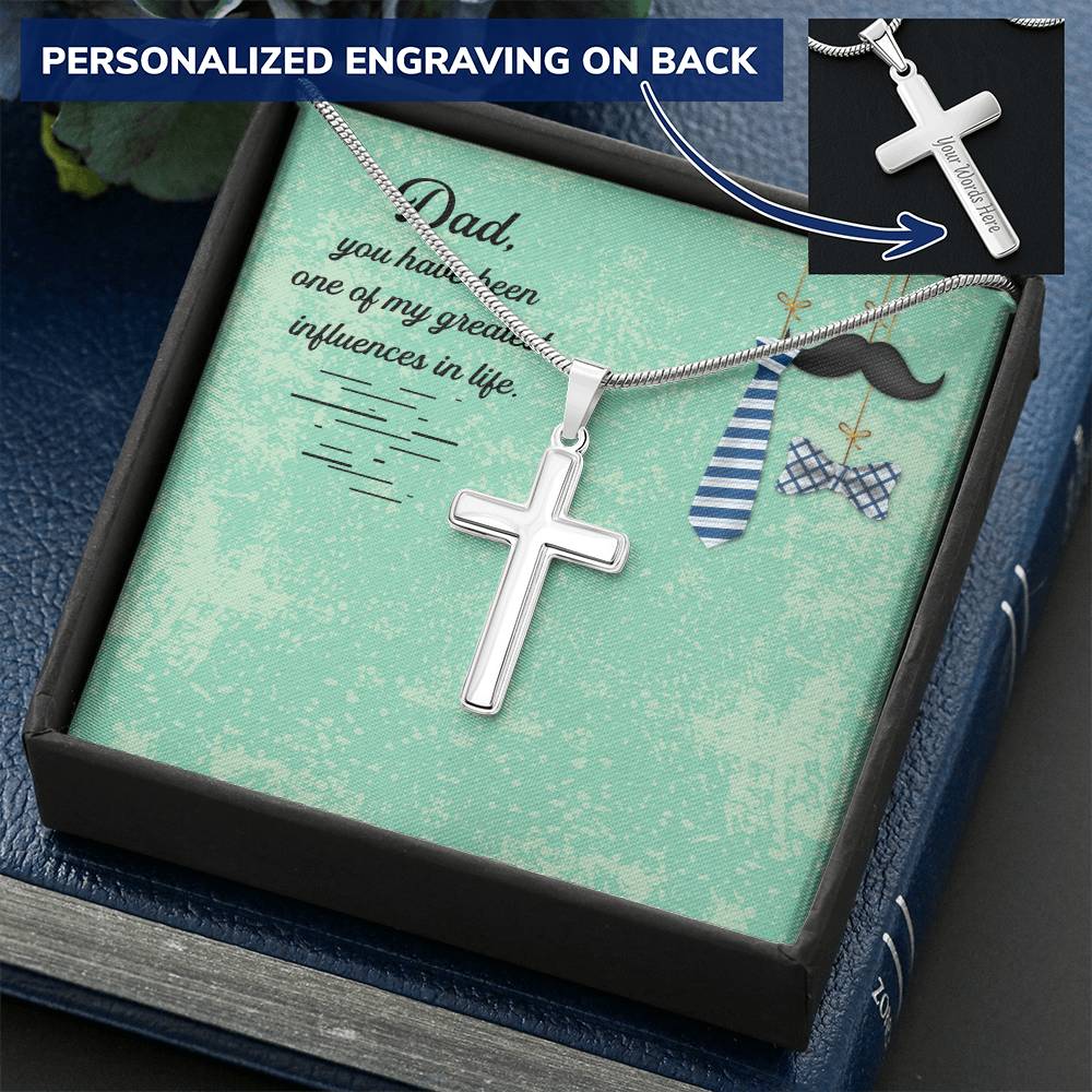 Gift For Dad Customize Cross Necklace Father Daughter To My Dad Custom Gift Customize Engraved Cross Necklace