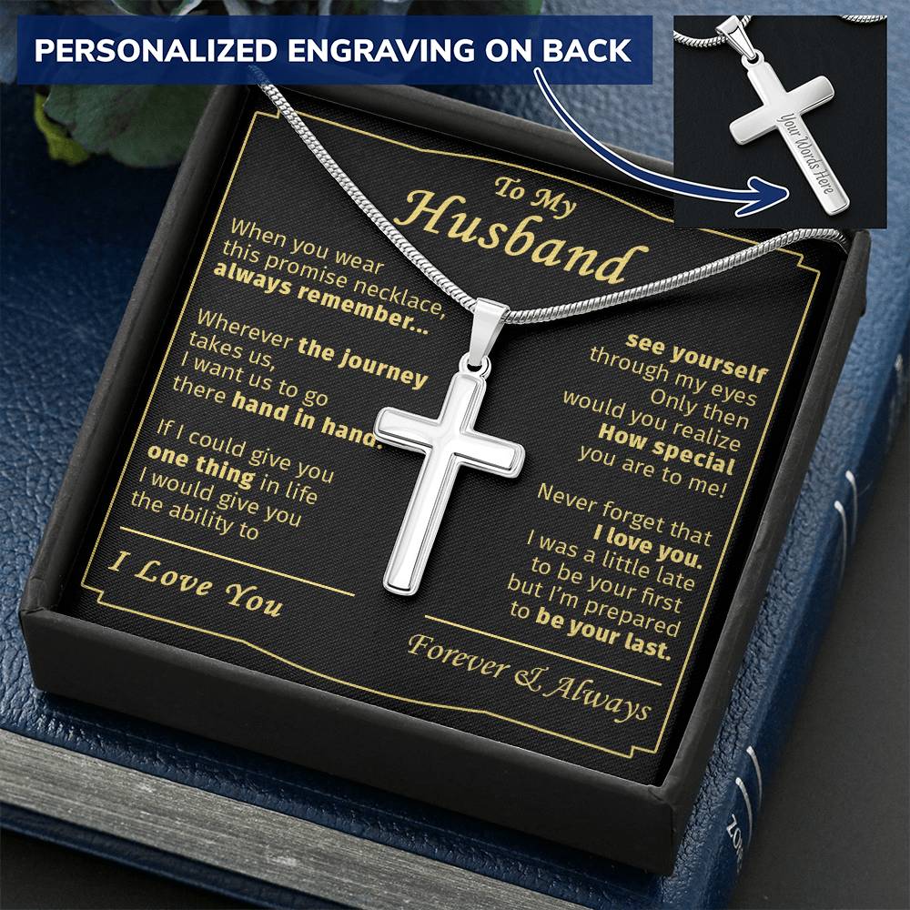 Gift For Husband - Remember - Cross 1 Customize Engraved Cross Necklace