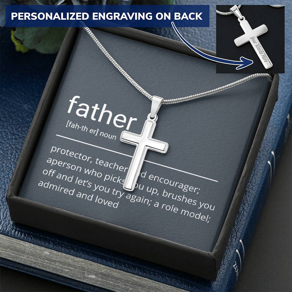 Cross Necklace For Dad Gift For Dad Customize Engraved Cross Necklace