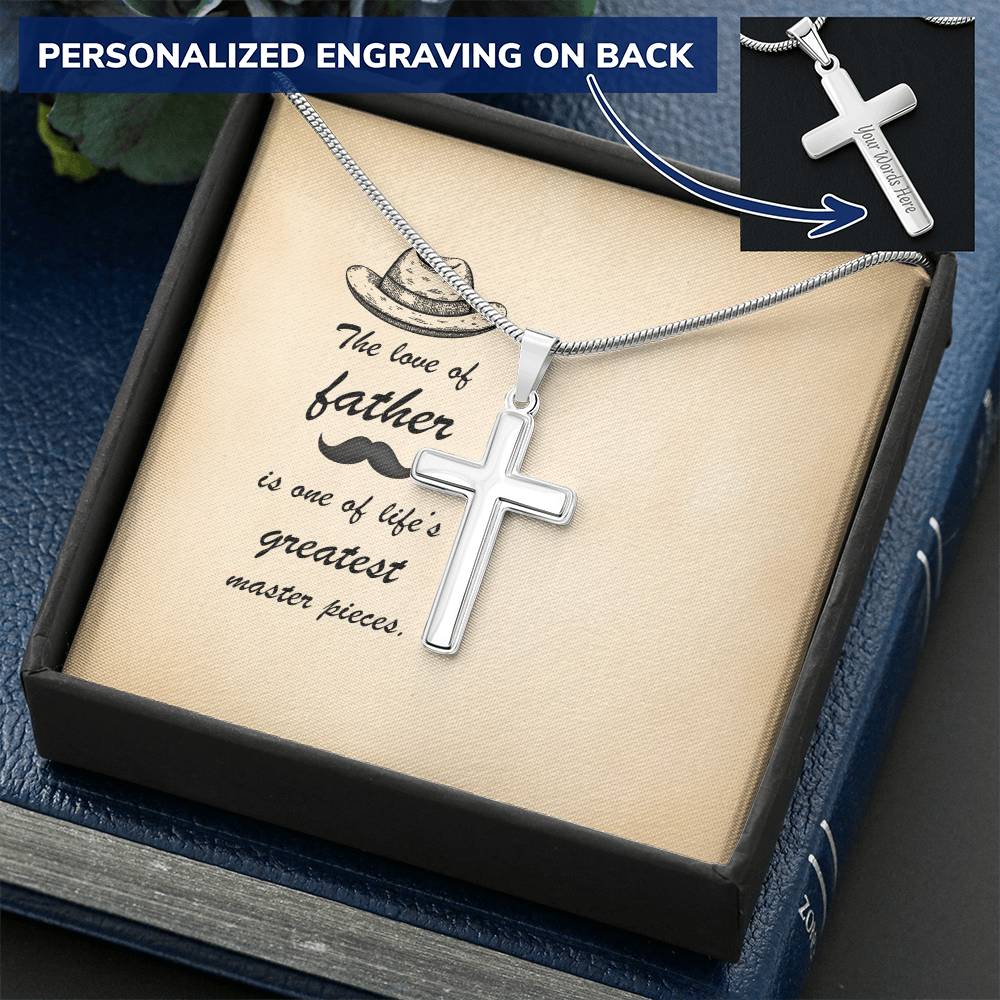 Gift For Dad Customize Cross Necklace Father Daughter To My Dad From Son Customize Engraved Cross Necklace