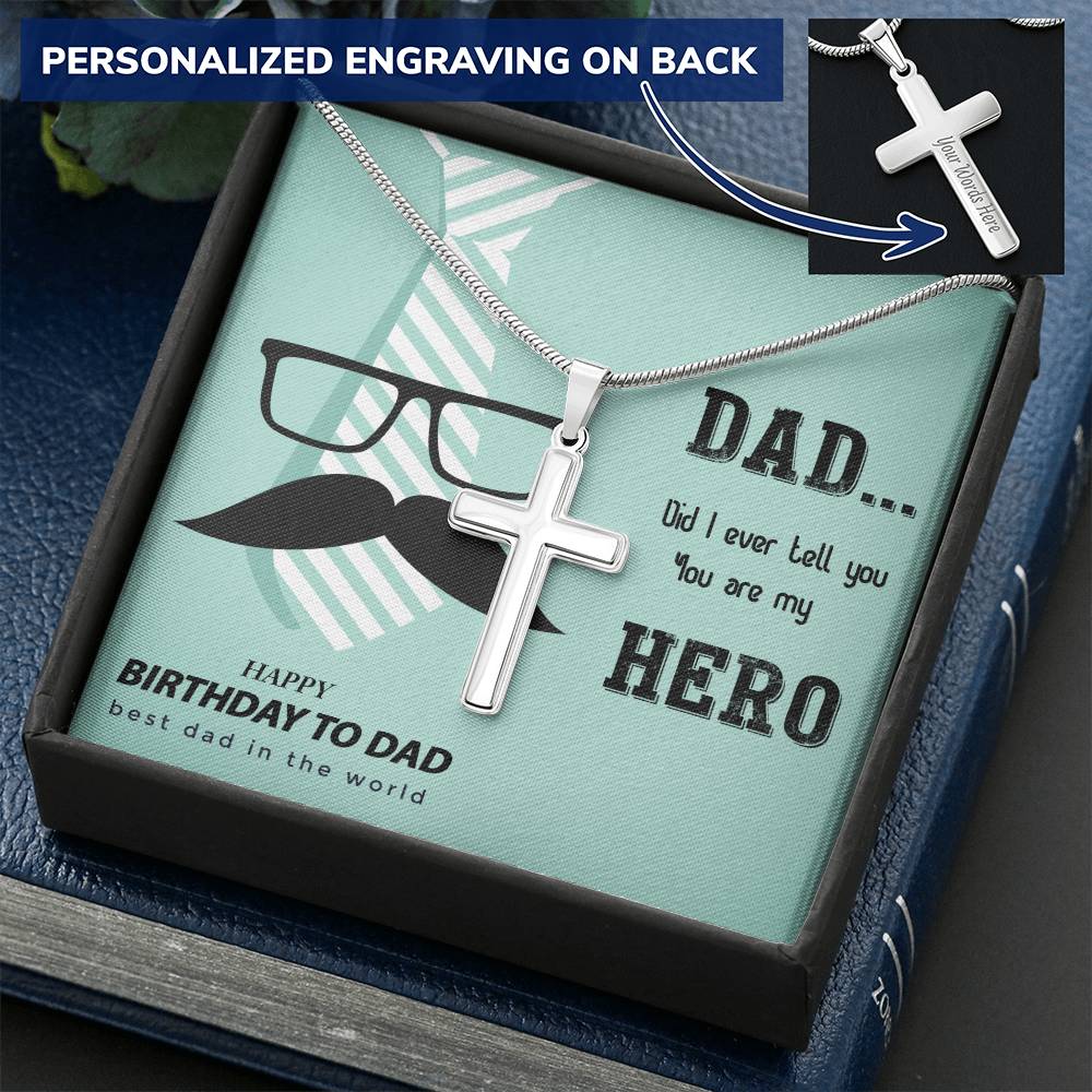 Dad Gift From Daughter Dad Birthday Gift From Daughter Cross Necklace For Dad. 2 Customize Engraved Cross Necklace
