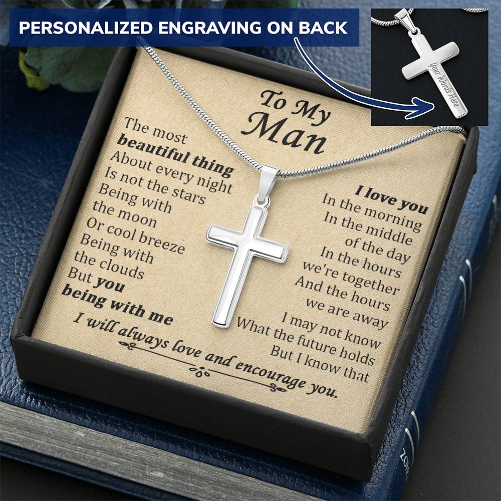 For Your Man - You Being With Me - Cross Customize Engraved Cross Necklace