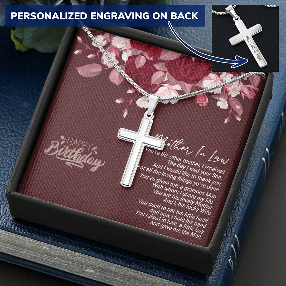 Birthday Celebration Ideas For Mother-In-Law Gift For Mother-In-Law Usa Gifts For Mother-In-Law Customize Engraved Cross Necklace