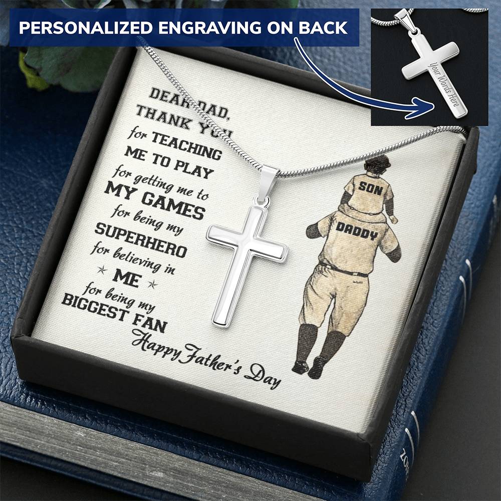 Dear Dad - Thank You Dad - Father's Day Gift - Luxury Necklace Customize Engraved Cross Necklace