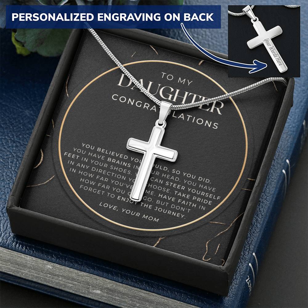 Daughter Graduation Gift Necklace For Her College Graduation Gift For Her High School Senior Graduation Class Of 2021 Customize Engraved Cross Necklace
