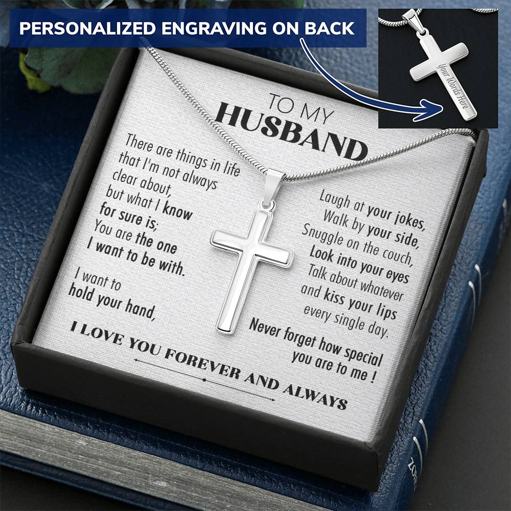 For Husband - Your Jokes 2 - Cross Customize Engraved Cross Necklace