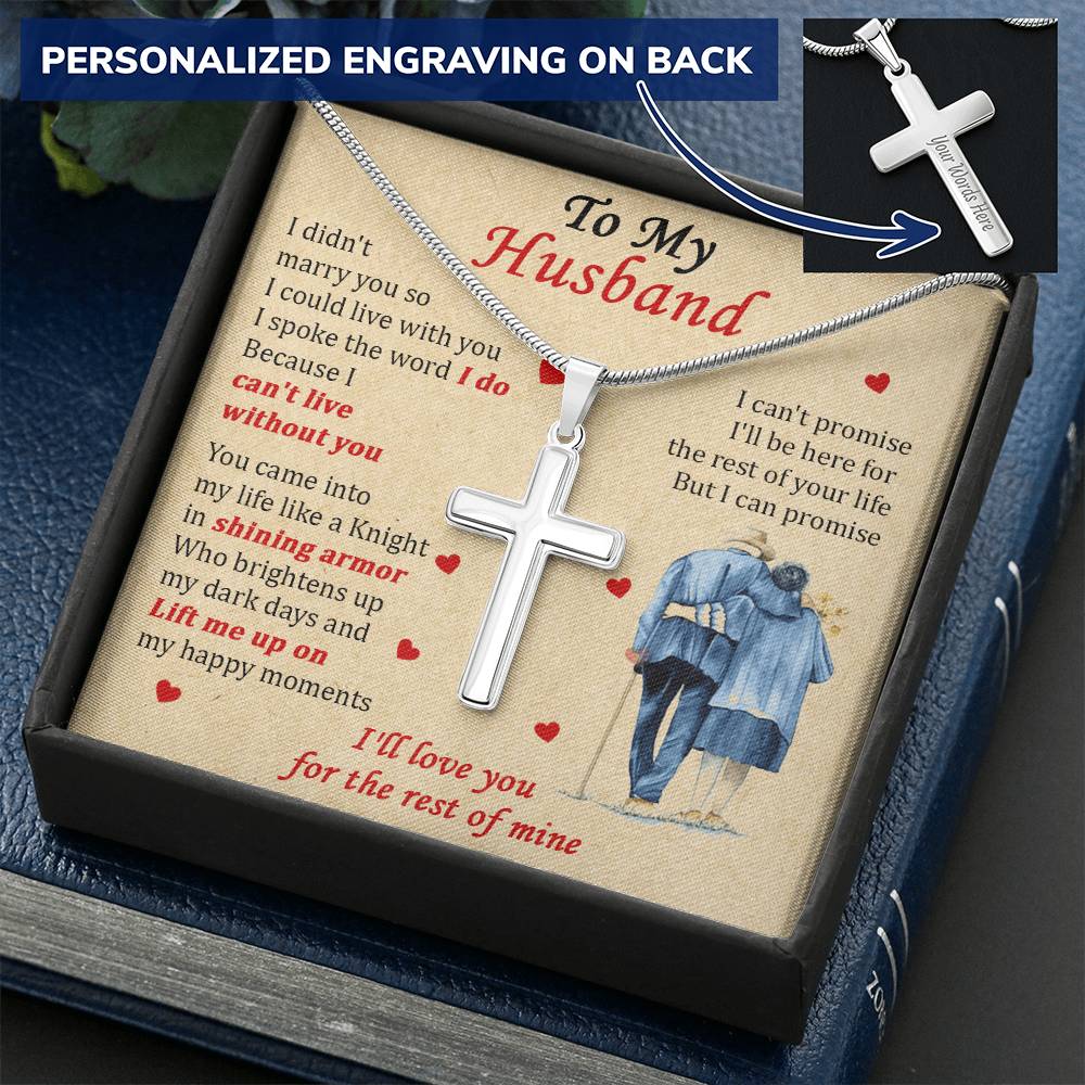 For Husband - Shining Armor - Cross Customize Engraved Cross Necklace