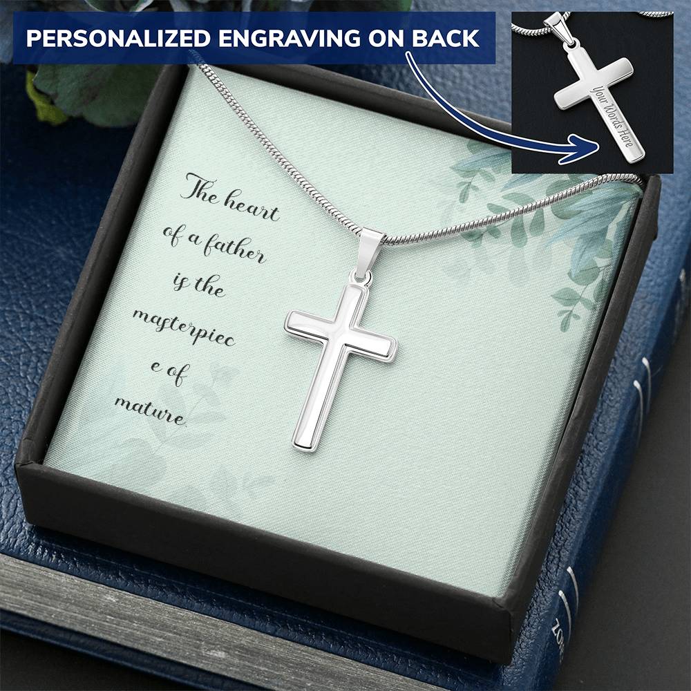 Gift For Dad Customize Cross Necklace Father Daughter To My Dad 3 Customize Engraved Cross Necklace