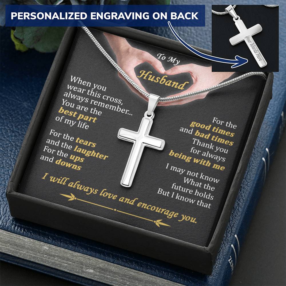 For Husband - The Best Part - Cross Customize Engraved Cross Necklace