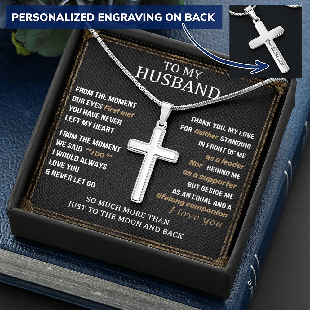 For Husband - Lifelong Companion - Cross Customize Engraved Cross Necklace