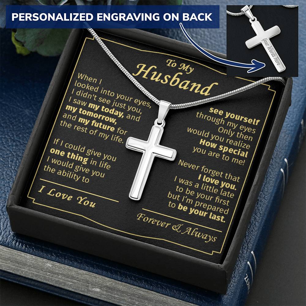 Gift For Husband - My Future - Cross Customize Engraved Cross Necklace