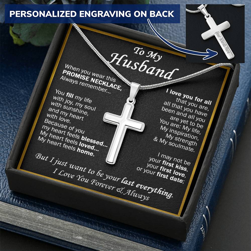 Gift For Husband - Feel Like Home - Cross Customize Engraved Cross Necklace