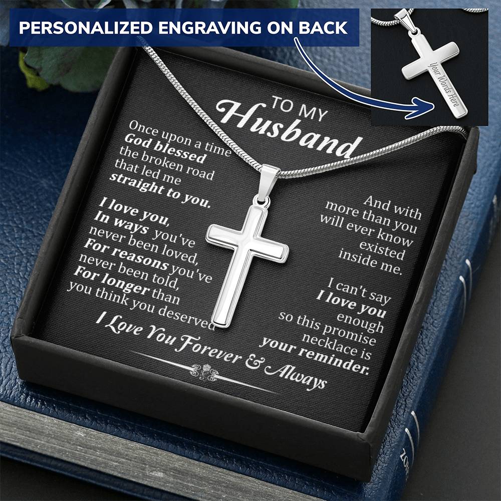 For Husband - Your Reminder - Cross Customize Engraved Cross Necklace