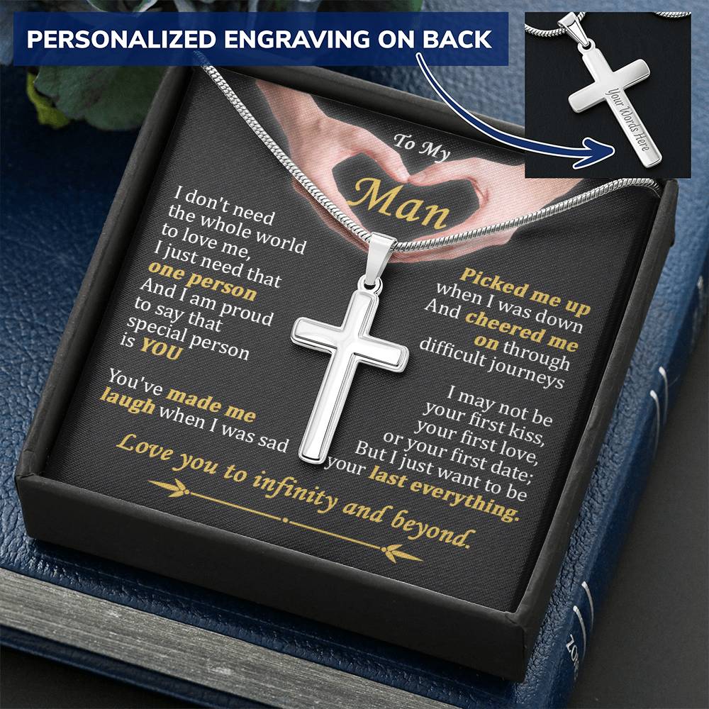 For Your Man - When I Was Sad - Cross Customize Engraved Cross Necklace