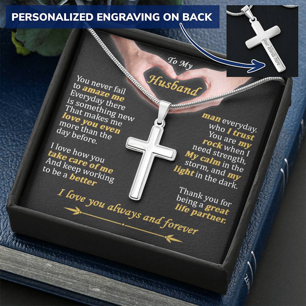 For Husband - More Than The Day Before - Cross 1 Customize Engraved Cross Necklace