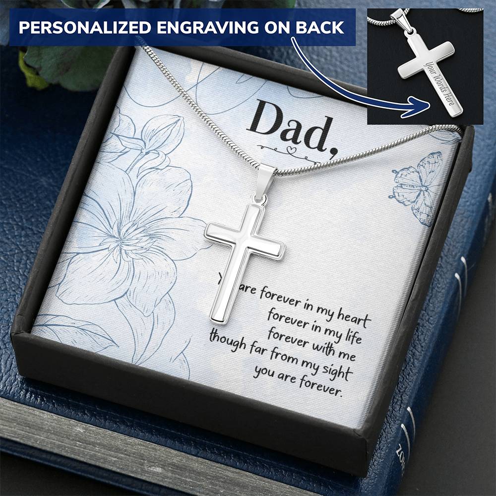 Gift For Dad Customize Cross Necklace Father Daughter To My Dad 5 Customize Engraved Cross Necklace
