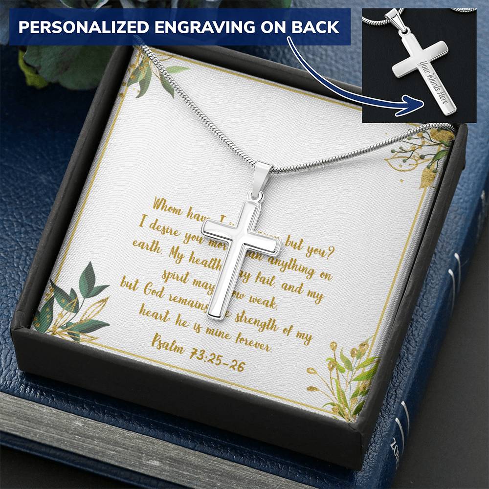 Artisan Craft Cross Necklace With Bible Scripture Jewelry Necklace Christian Message Customize Engraved Cross Necklace