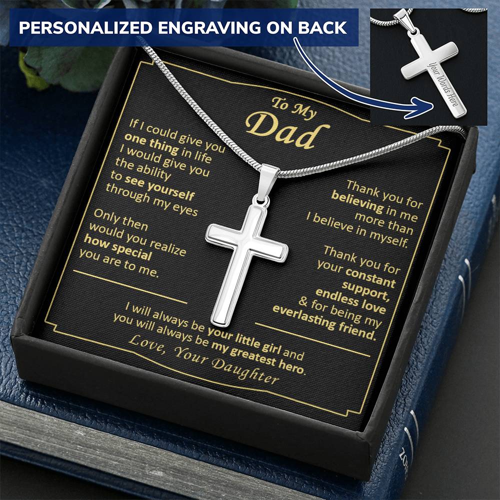 Gift For Dad - Everlasting Friend - Cross Customize Engraved Cross Necklace