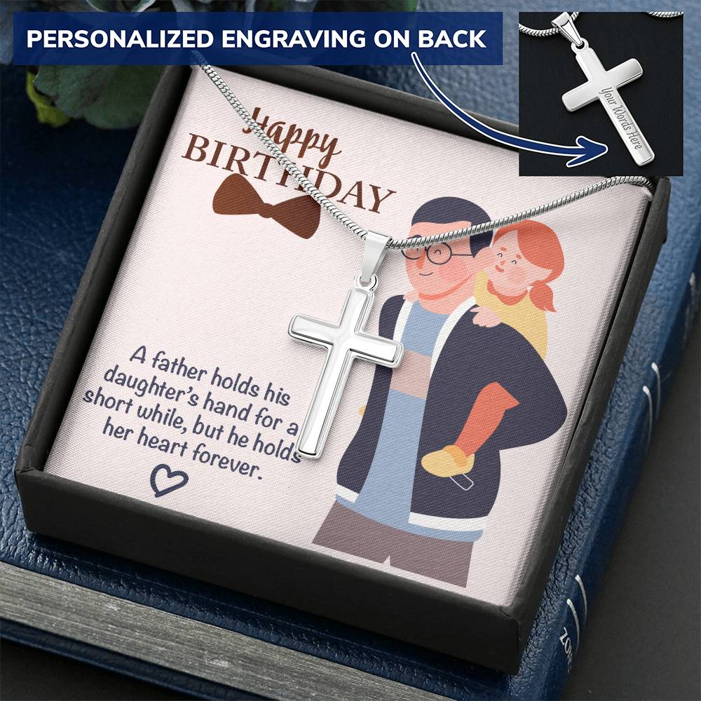 Dad Gift From Daughter Dad Birthday Gift From Daughter Cross Necklace For Dad. 1 Customize Engraved Cross Necklace