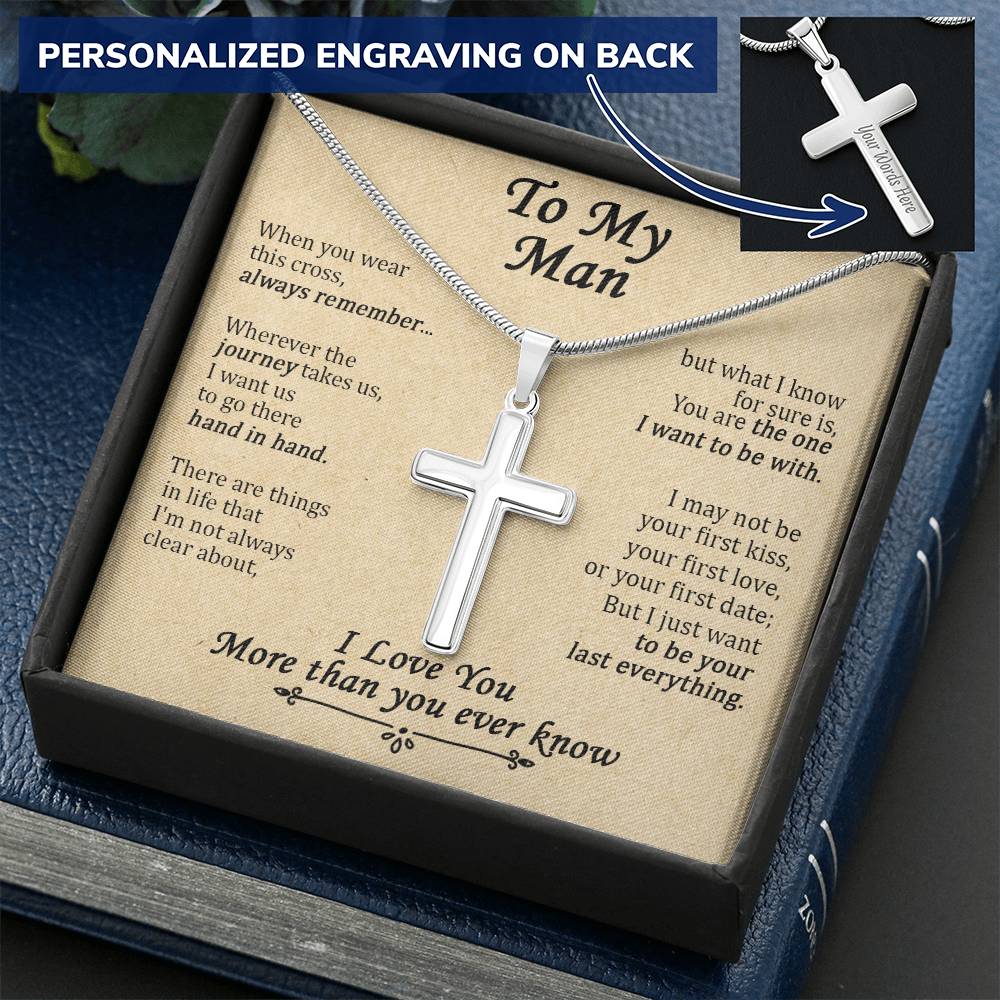 For Your Man - You Are The One 1 - Cross Customize Engraved Cross Necklace
