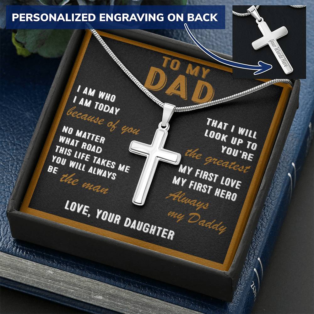 For Dad - My First Hero - Cross Customize Engraved Cross Necklace