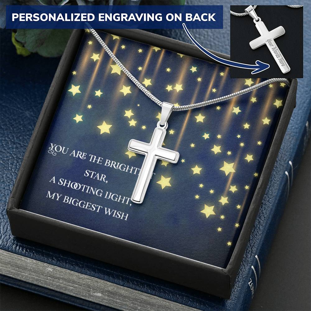 Biggest Wish Customize Engraved Cross Necklace