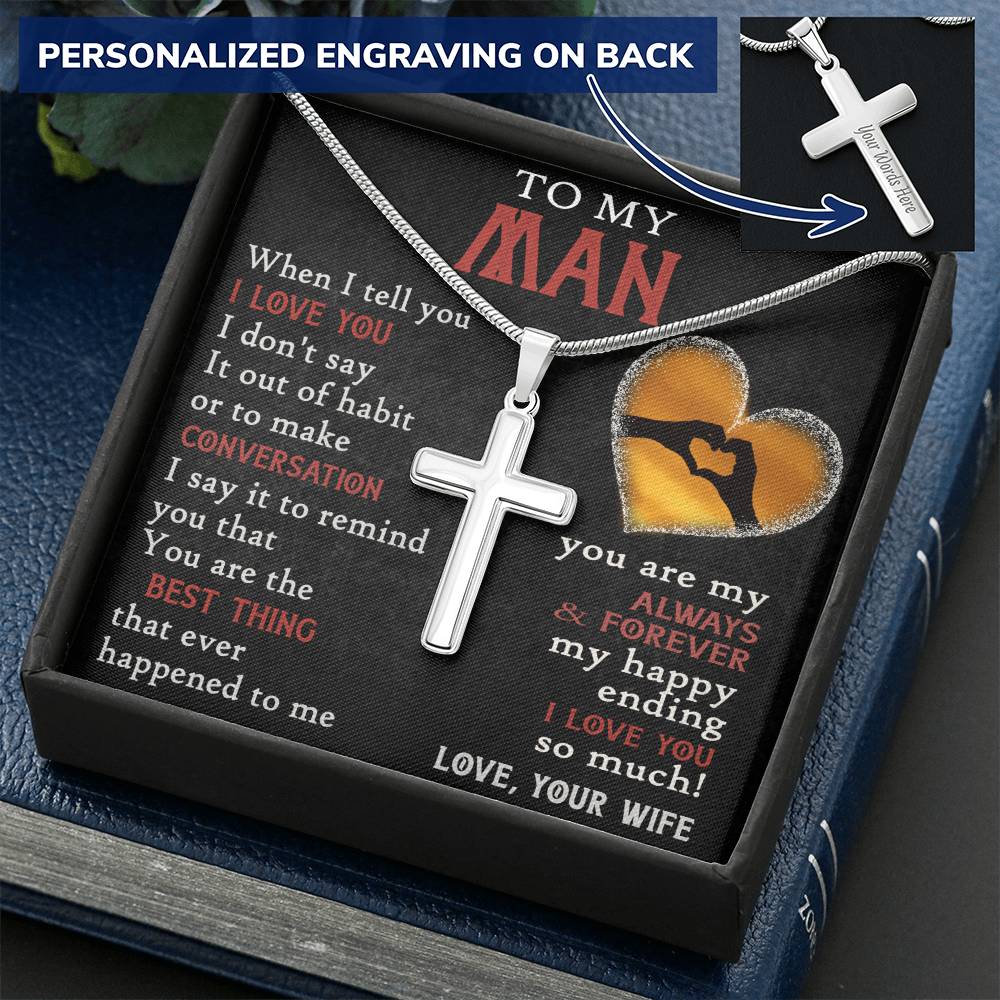 For Your Man - You Are The Best Thing - Cross 1 Customize Engraved Cross Necklace