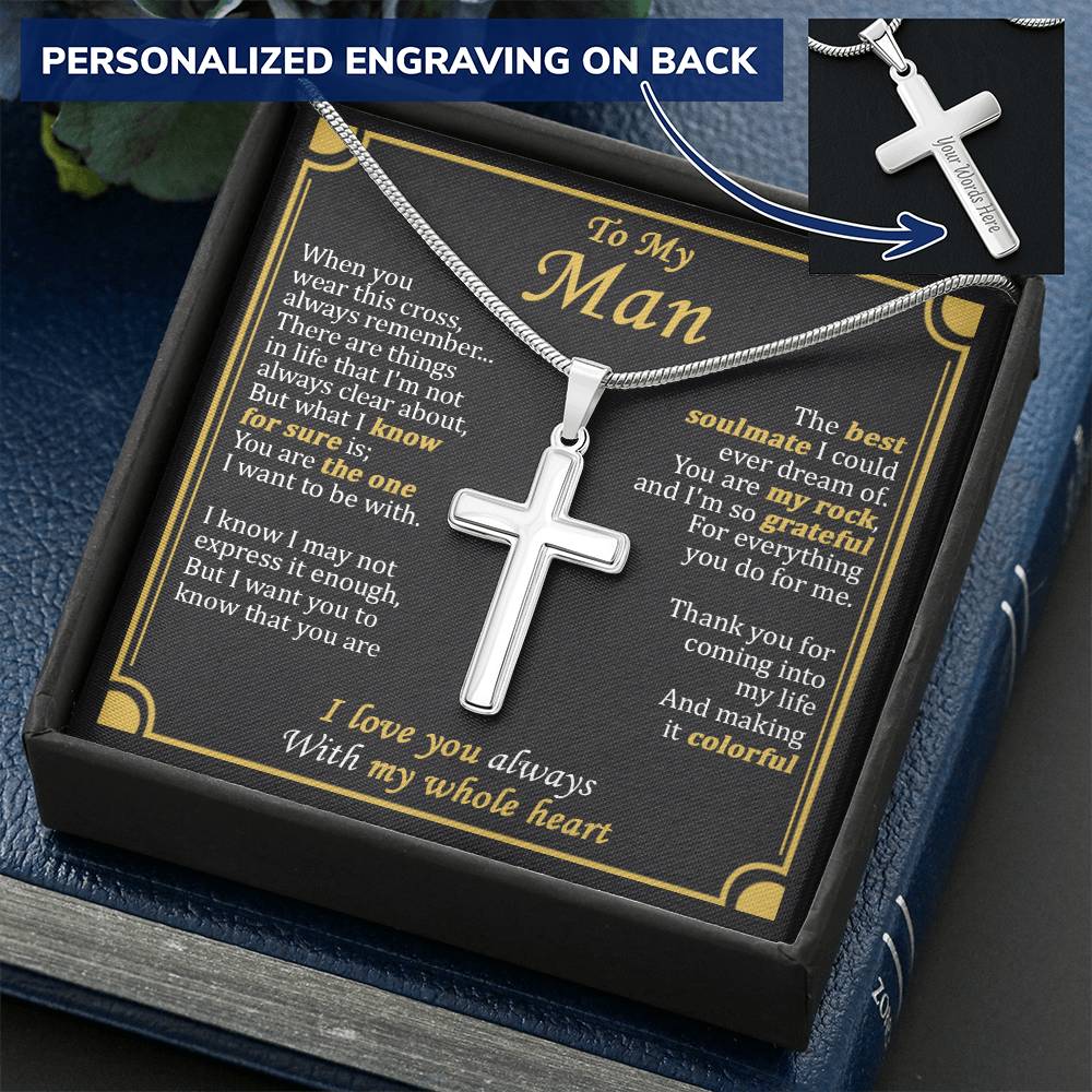 For Your Man - I'm So Grateful - Cross Customize Engraved Cross Necklace