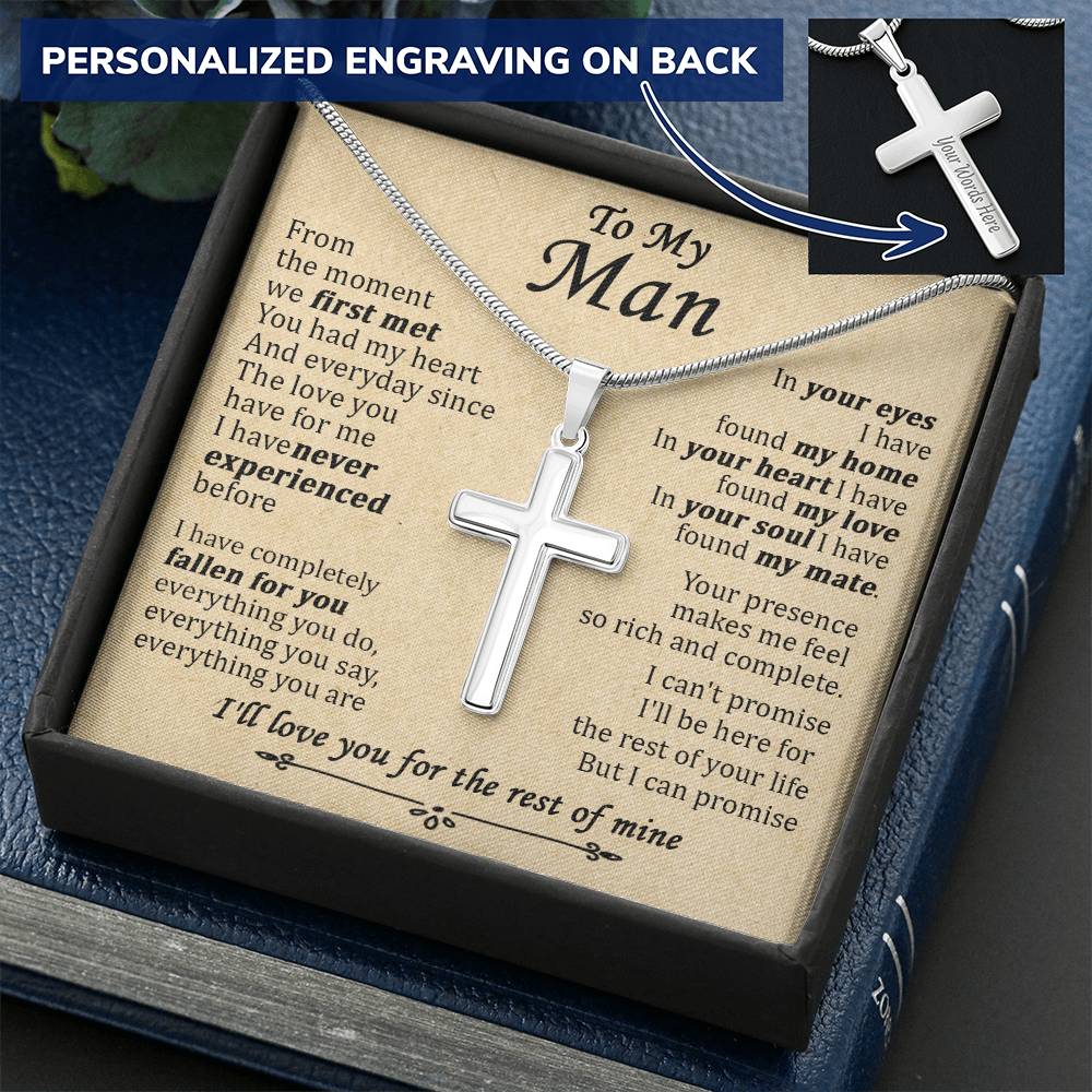 For Your Man - You Had My Heart - Cross Customize Engraved Cross Necklace