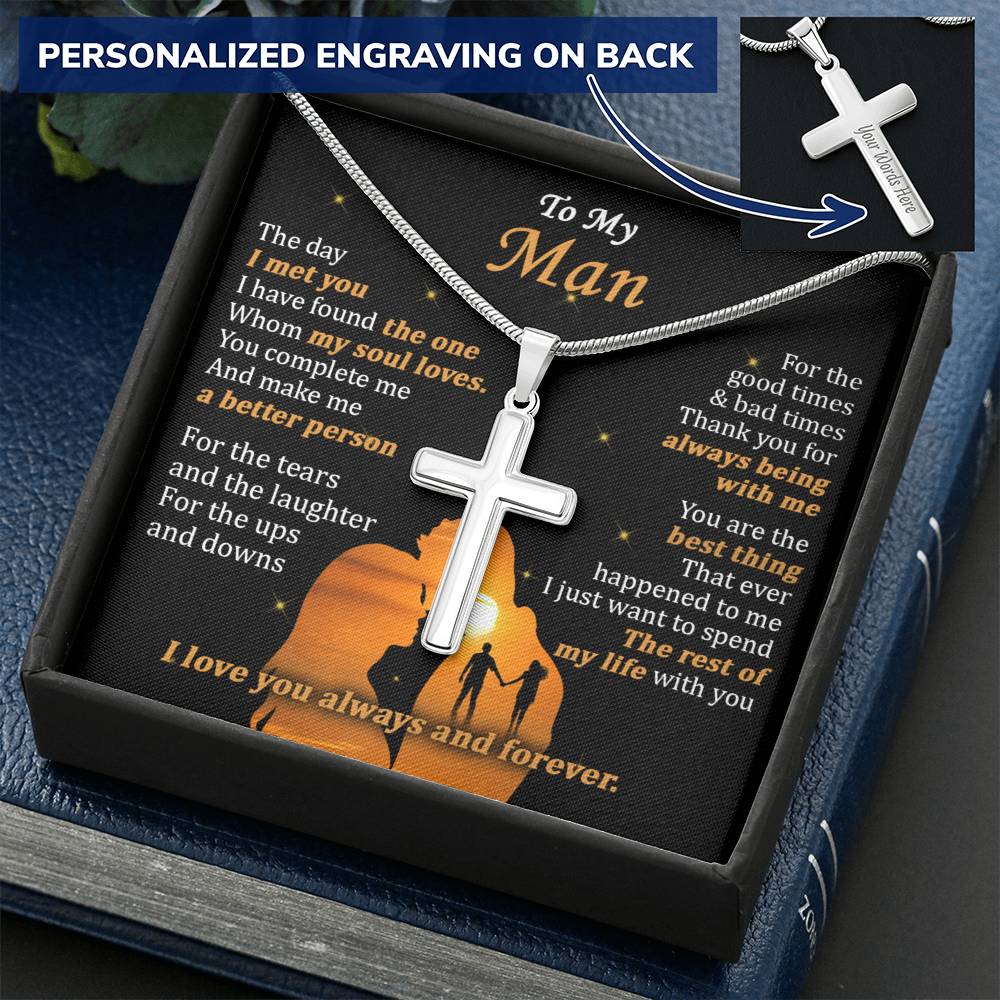 For Your Man - Good Times - Cross Customize Engraved Cross Necklace