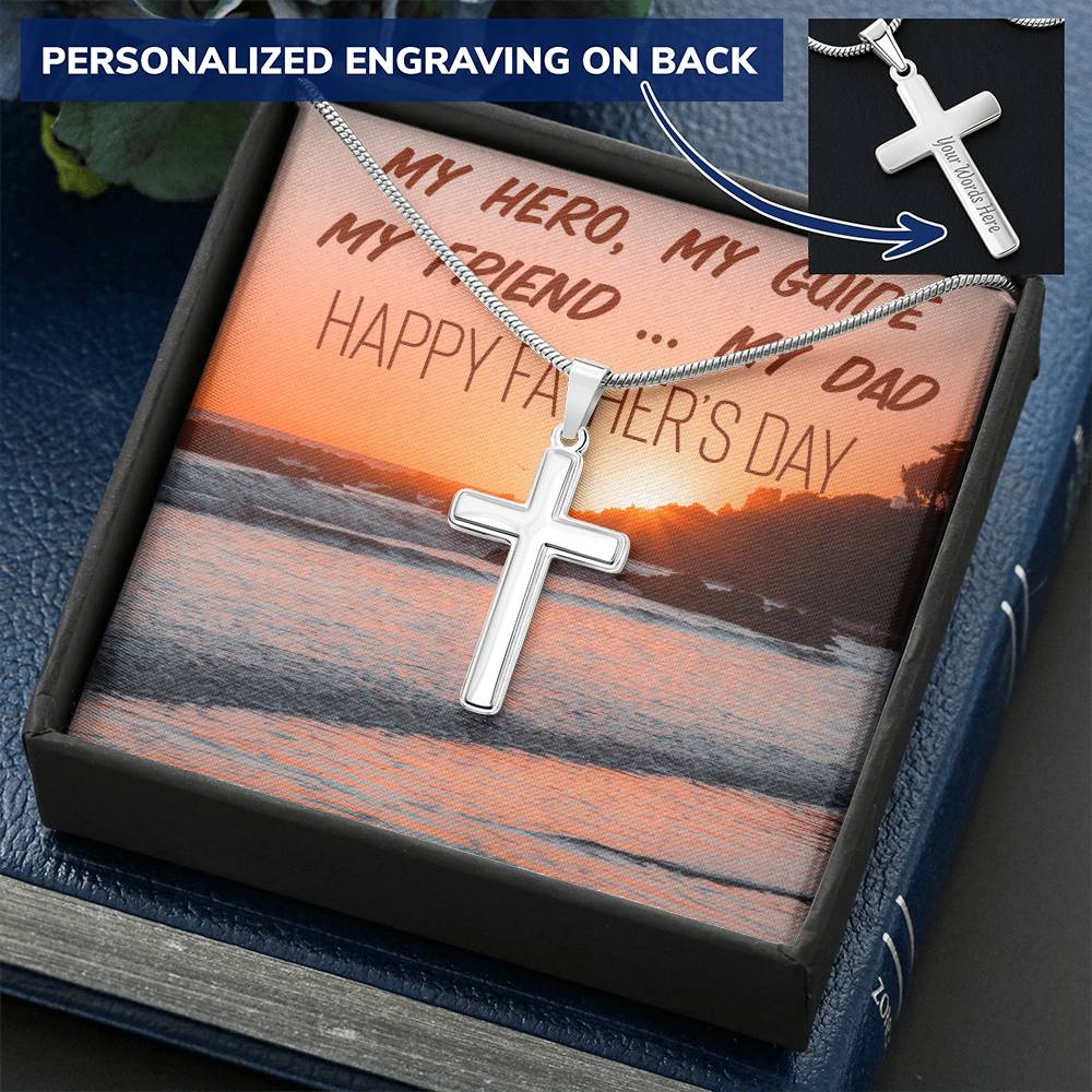 Father’S Day Cross Chain Necklace Customize Engraved Cross Necklace