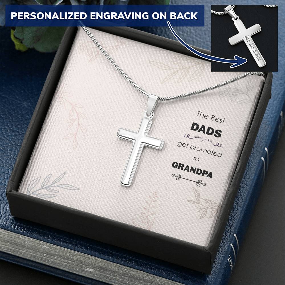 Gift For Dad Customize Cross Necklace Father Daughter To My Dad 2 Customize Engraved Cross Necklace