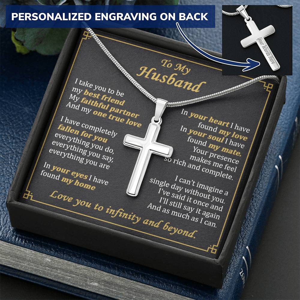 For Husband - Your Eyes - Cross Customize Engraved Cross Necklace