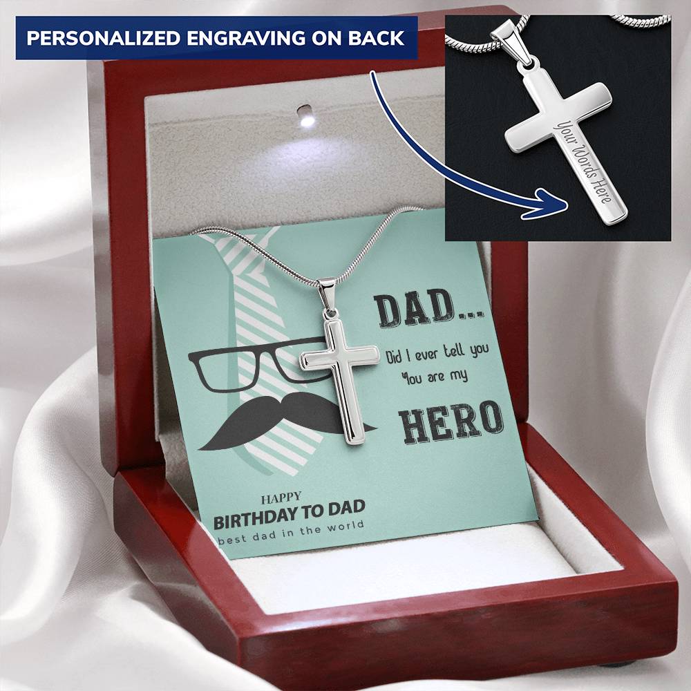 Dad Gift From Daughter Dad Birthday Gift From Daughter Cross Necklace For Dad. 2 Customize Engraved Cross Necklace