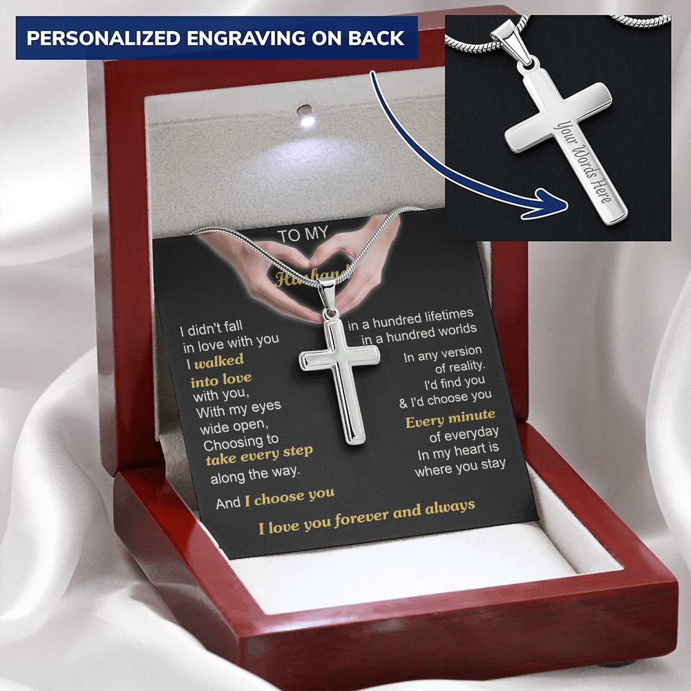 For Husband - Every Minute - Cross Customize Engraved Cross Necklace