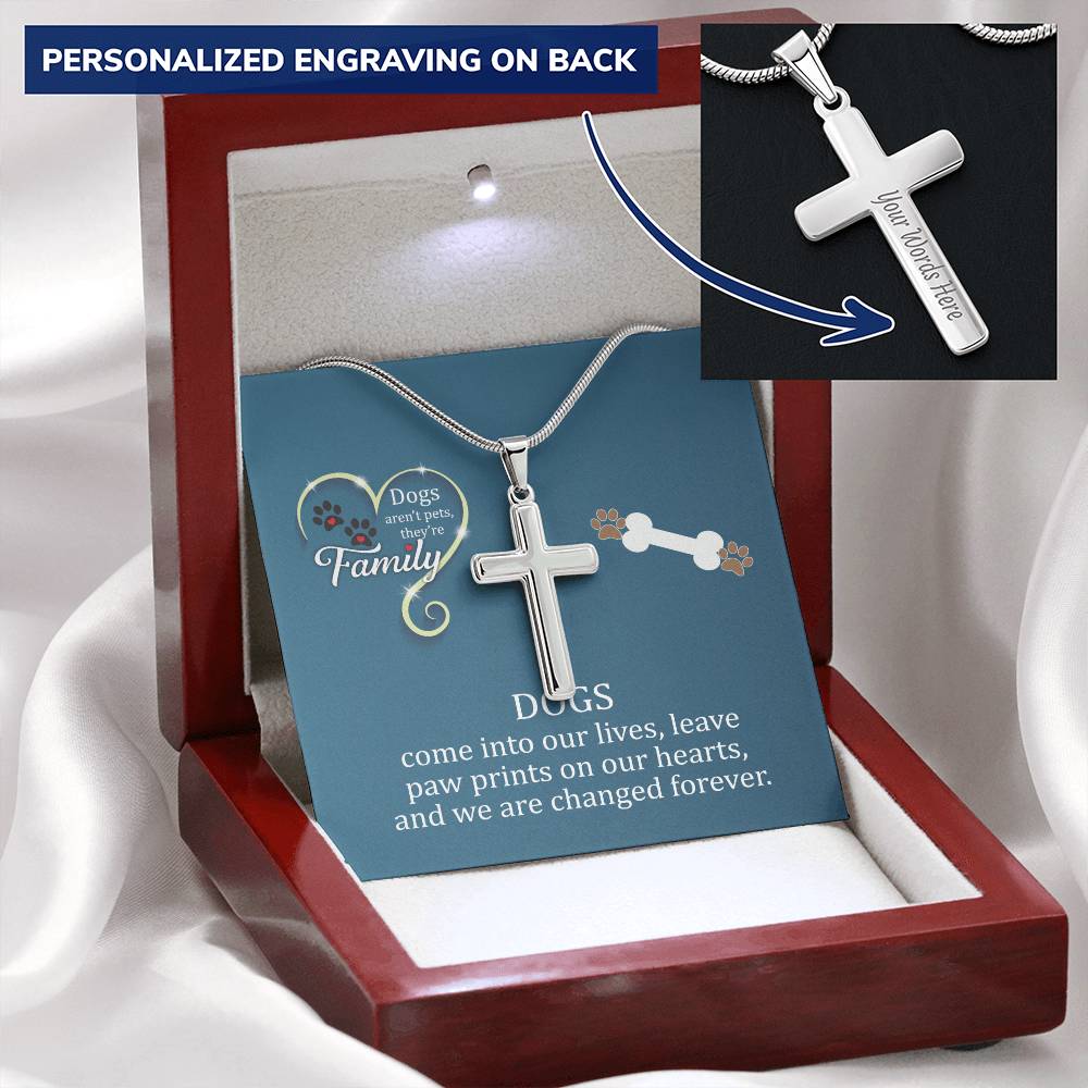 Awesome Pitbull Lover Gift Customize Engraved Cross Necklace