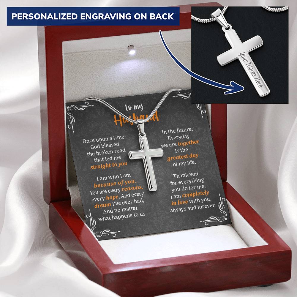 For Husband - Every Dreams - Cross Customize Engraved Cross Necklace