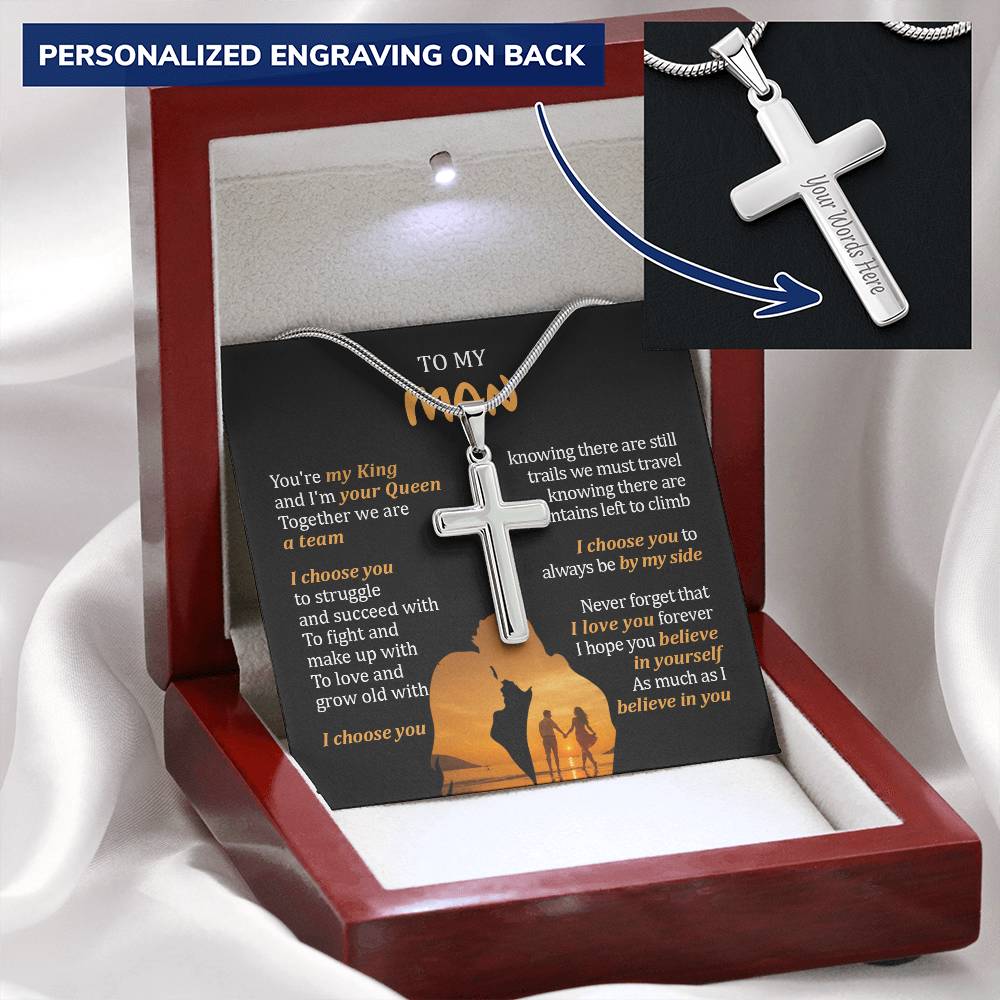 For Your Man - I Love You Forever - Cross Customize Engraved Cross Necklace