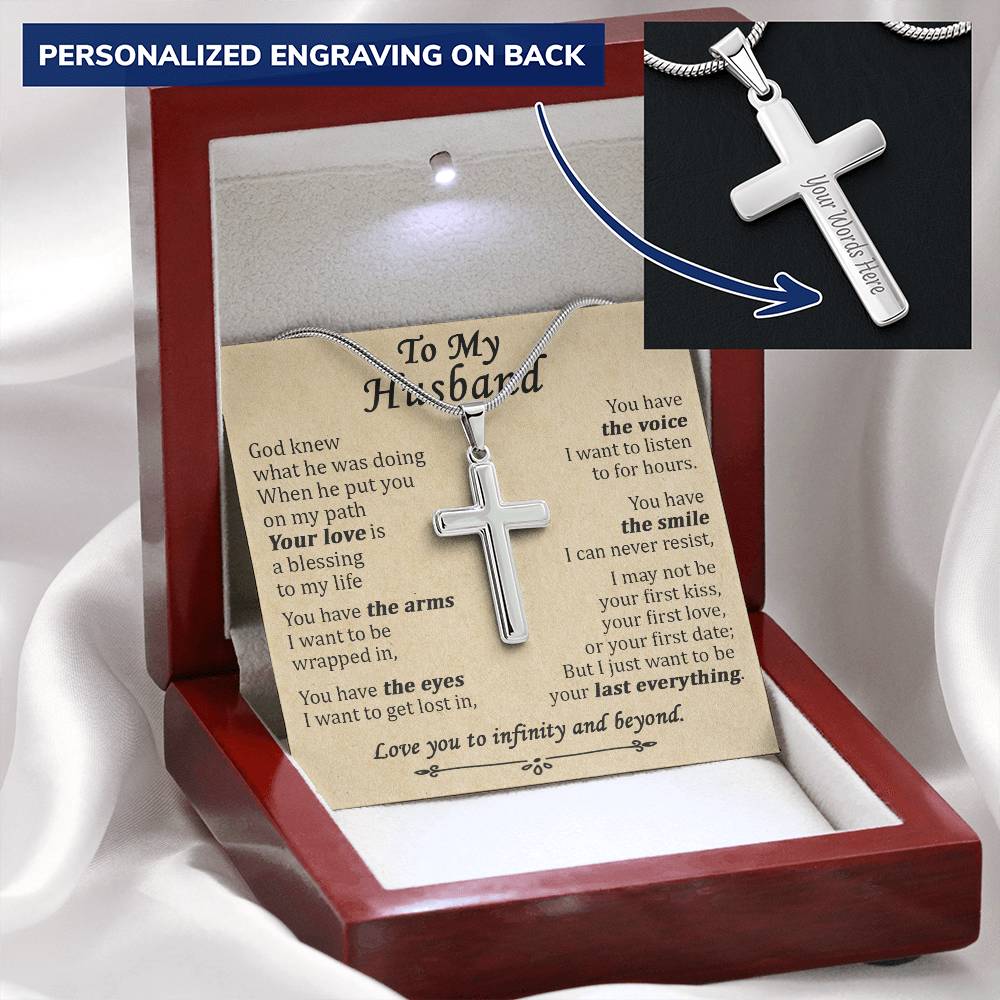 For Husband - Your Love Is A Blessing - Cross Customize Engraved Cross Necklace