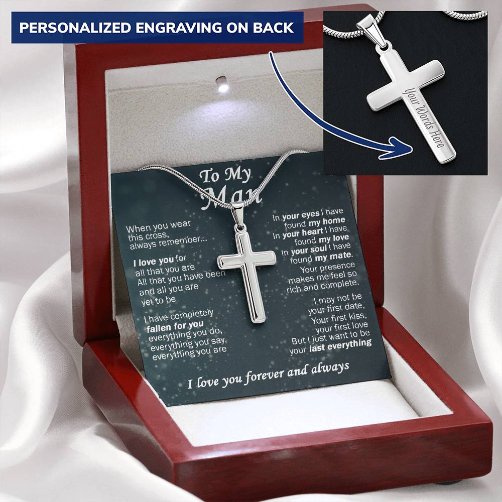 For Your Man - Yet To Be - Cross Customize Engraved Cross Necklace