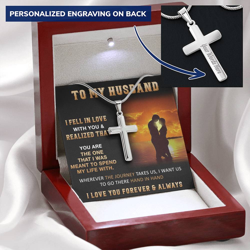 Gift For Husband - In Love - Cross Customize Engraved Cross Necklace