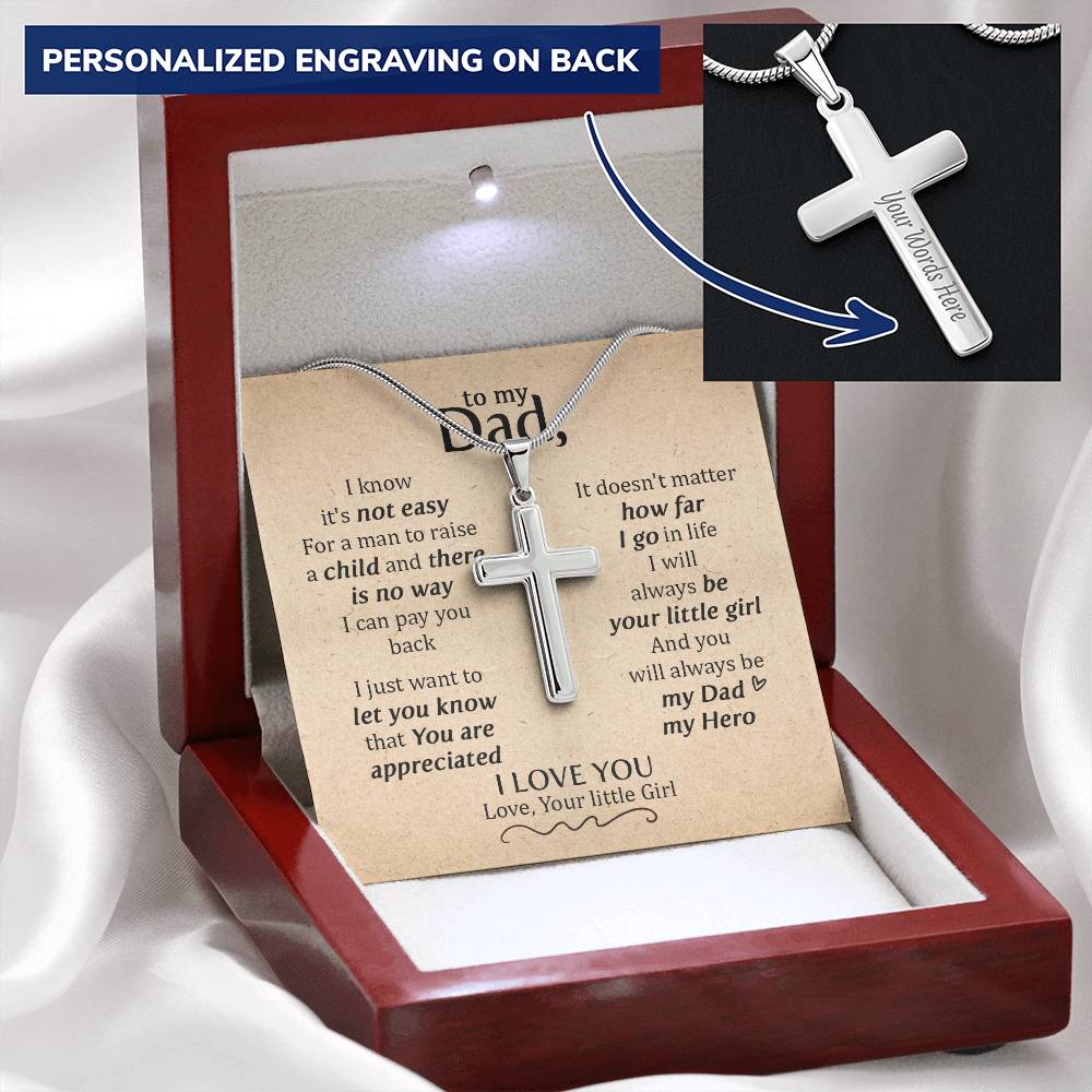 For Dad - You Are Appreciated - Cross Customize Engraved Cross Necklace