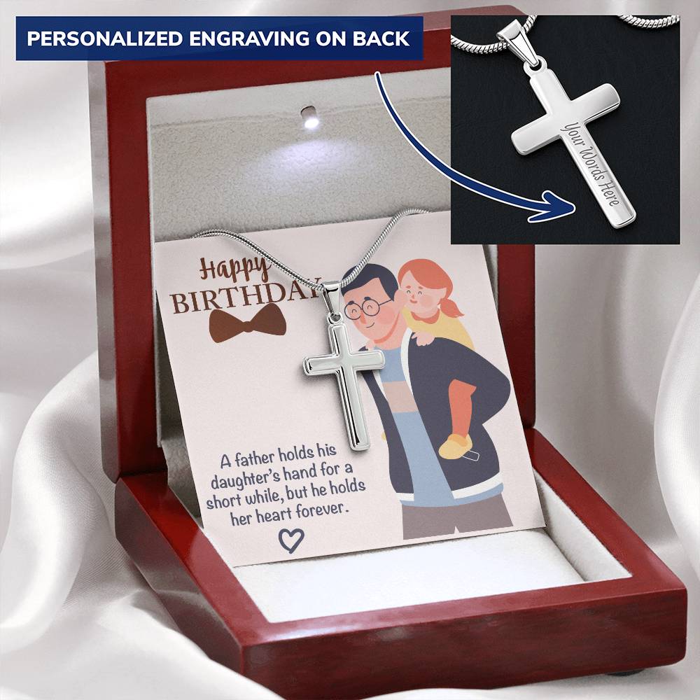 Dad Gift From Daughter Dad Birthday Gift From Daughter Cross Necklace For Dad. 1 Customize Engraved Cross Necklace