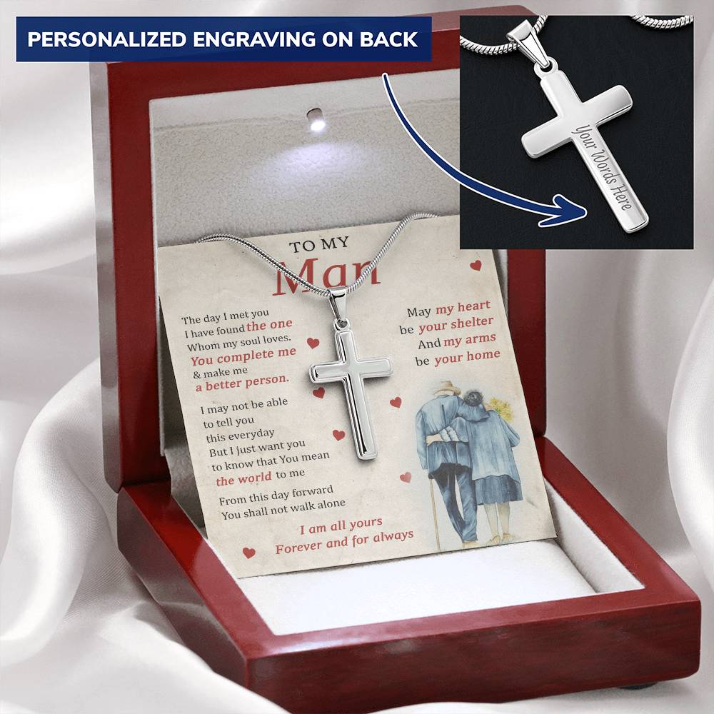 For Your Man - From This Day Forward - Cross Customize Engraved Cross Necklace