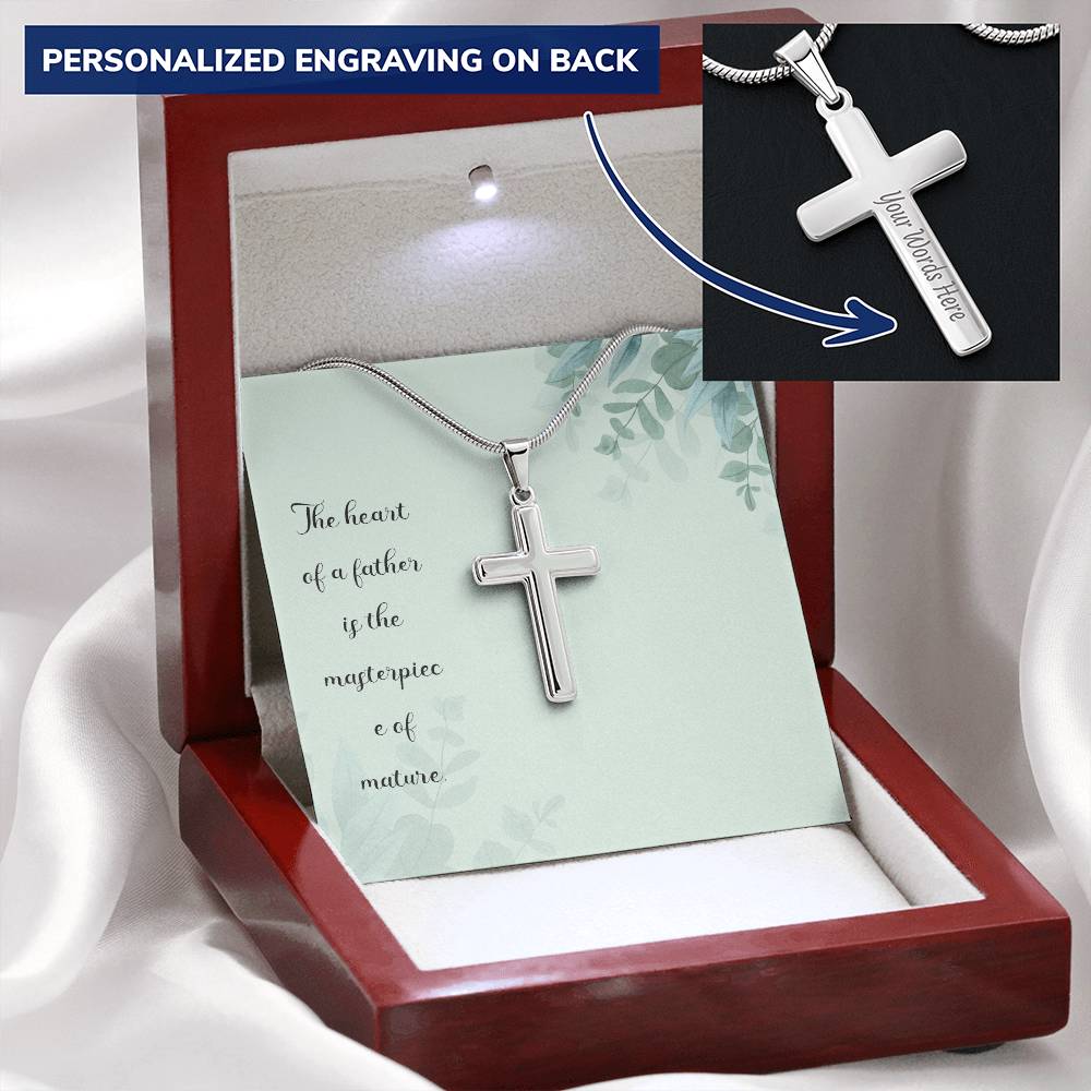 Gift For Dad Customize Cross Necklace Father Daughter To My Dad 3 Customize Engraved Cross Necklace