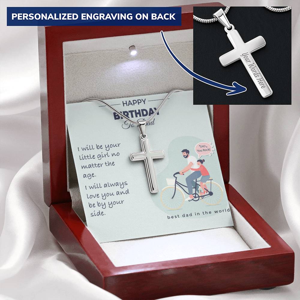 Dad Gift From Daughter Dad Birthday Gift From Daughter Cross Necklace For Dad. Customize Engraved Cross Necklace
