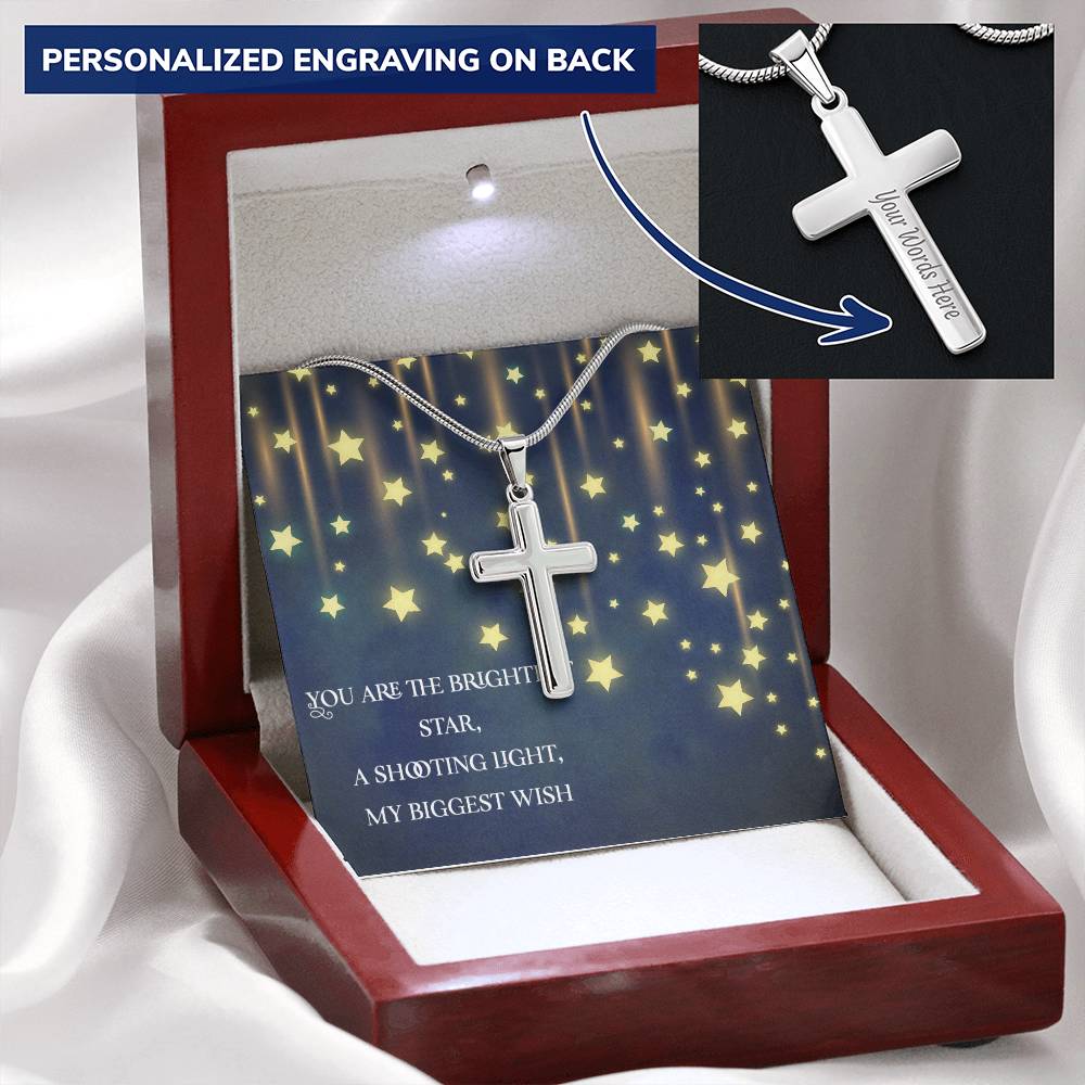 Biggest Wish Customize Engraved Cross Necklace